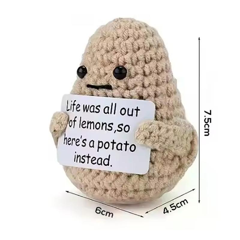Positive Energy Potato Pocket Hug Handmade AnimalCrochet Mini Doll Funny Wool Gift for Friends or Lover Emotional Support Plant