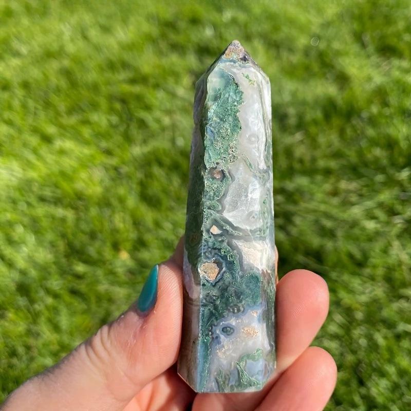 Natural Agate Hexagonal Pillar with Hole - Polished Stone for Home Decoration 4-5cm