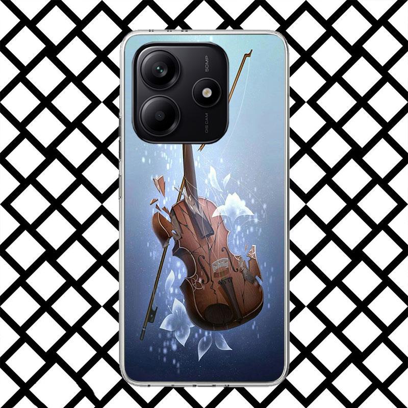 Music Violin Phone Case for Xiaomi Redmi Note 15 14 14S 13 12 12S 11 Pro Plus 11E 11T 11S 10S 5G Soft Cover Fundas Redmi Note 14