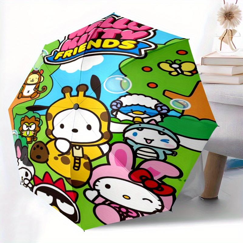 Hello Kitty Friends Automatic Open/CloseCartoon Umbrella-CuteUmbrella with Cute Design, Portable 3-Fold Compact Umbrella for Men & Women, Valentine's