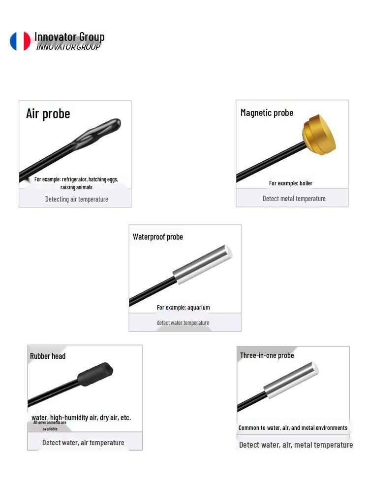 Waterproof High-Precision Thermostat Probe with Plug and Magnetic Air Head