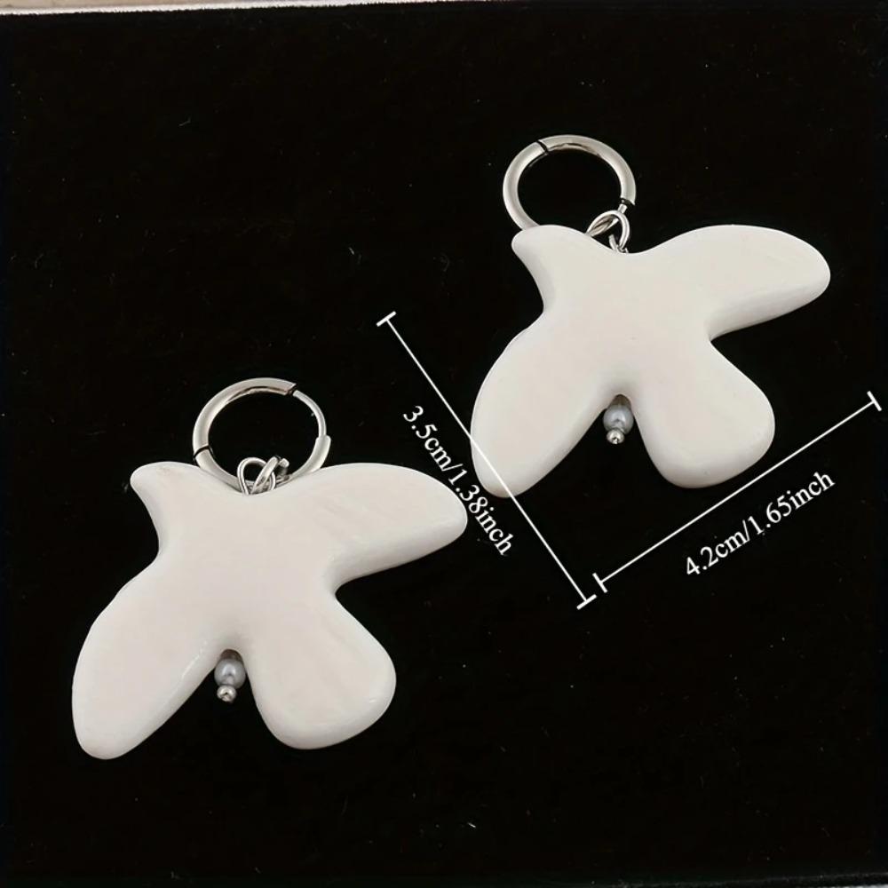 1pair Ceramic Earring  White Peace Dove   Earrings for Women Vintage Metal Geometric Round Ear Hoop Jewelry Gift