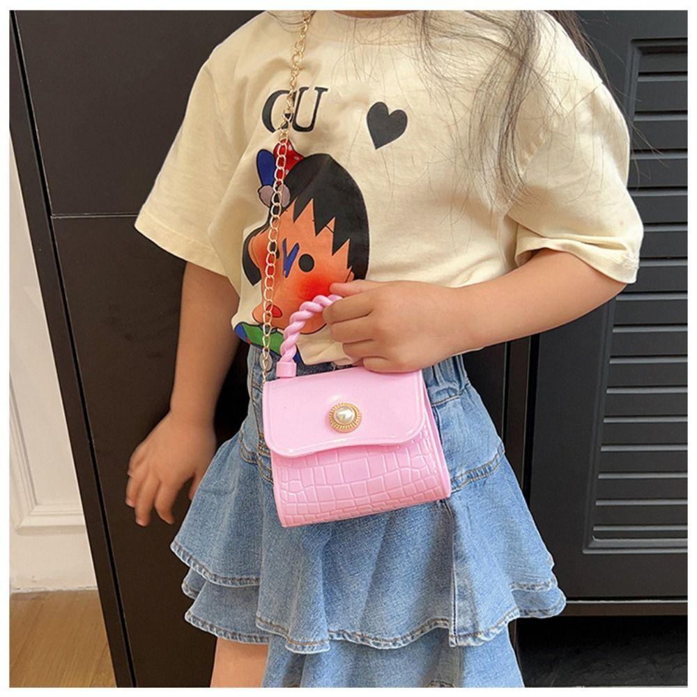 

PVC Crossbody Bag Pearl Jelly Bag Cute Handbag Girls жовтий
