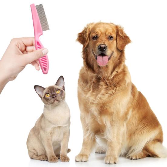 Pet Grooming Comb Stainless Steel Fine-Tooth Pet Hair Comb Multifunctional Flea Comb Debris And Tear Stain Removal Tool for Dogs Cats