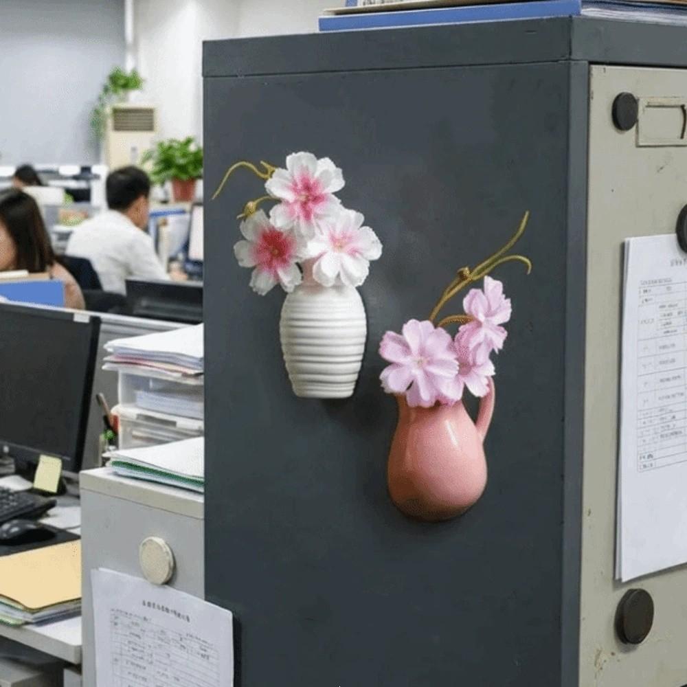 2PCS Exquisite Refrigerator Magnets Vase Colorful Mini Plant Vase Vase Fridge Stickers  Restaurant