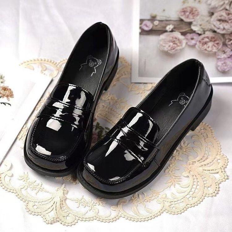 Spring Japanese basic jk small leather shoes women's patent leather square head school uniform shoes bright leather lo shoes Lolita single shoes