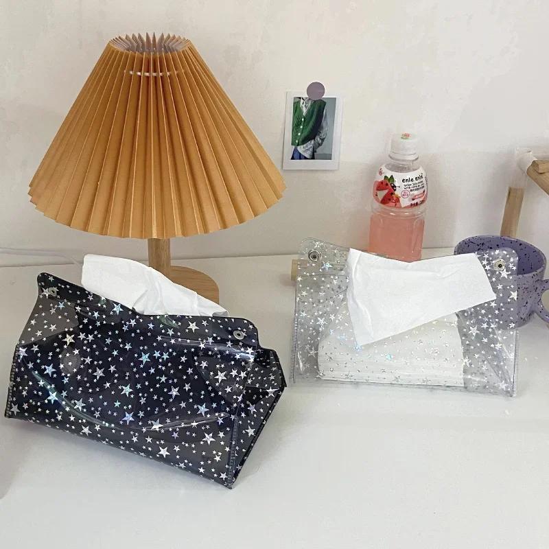 Korea INS Tissue Box Decor Tissue Box Case Clear PVC Napkin Tissue Organizer Holder Paper Storage Bags Cosmetic Box Case Pouc