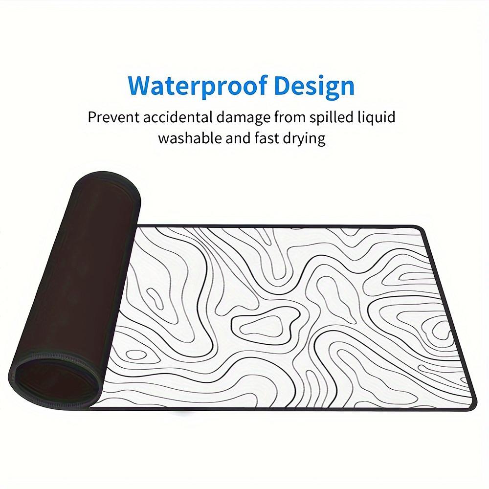 Large Multi-Size Non-Slip Rubber Base Contour, Abstract, Lines Mouse Pad, Stitched Edges Keyboard Desk Mat for School, Office, Home, Gift Fo
