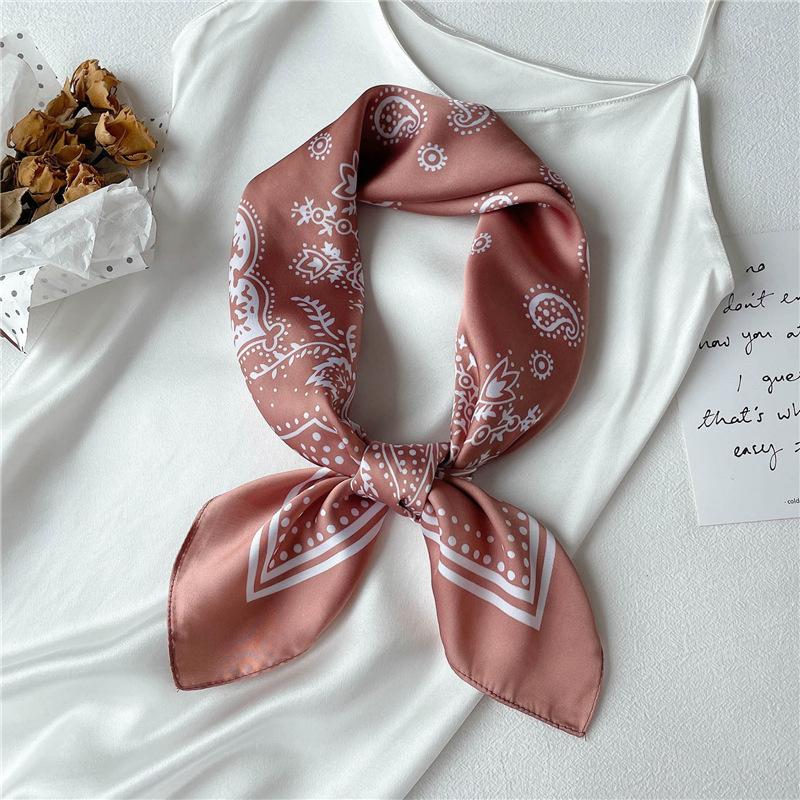 Foreign Style Small Silk Scarf 71cm Square Scarf Hangzhou Silk Imitation Silk Scarf Professional Women's Scarf Decorative Small Silk Scarf