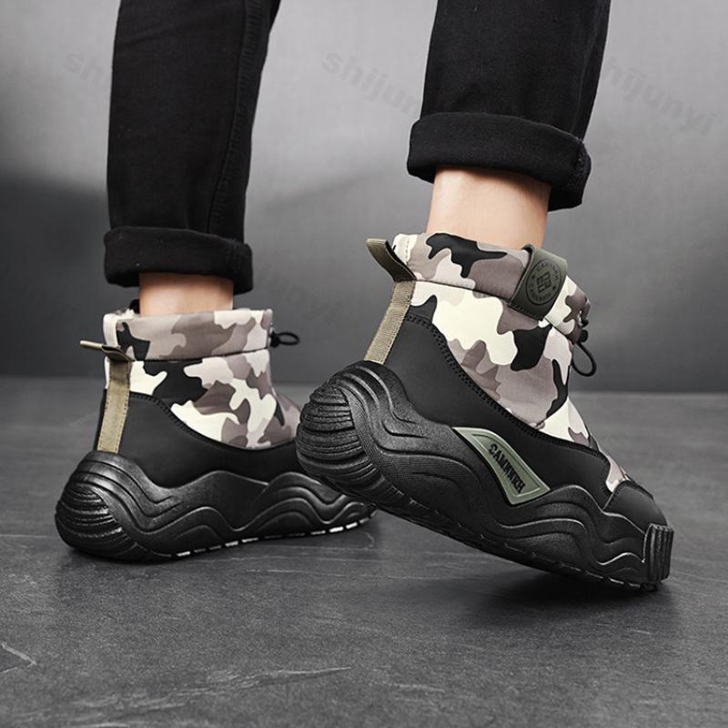 Winter Men's High Top Hiking Boots Thick Soles Anti Slip Warm  Cotton Shoes Popular Personalized Outdoor Snow Boots