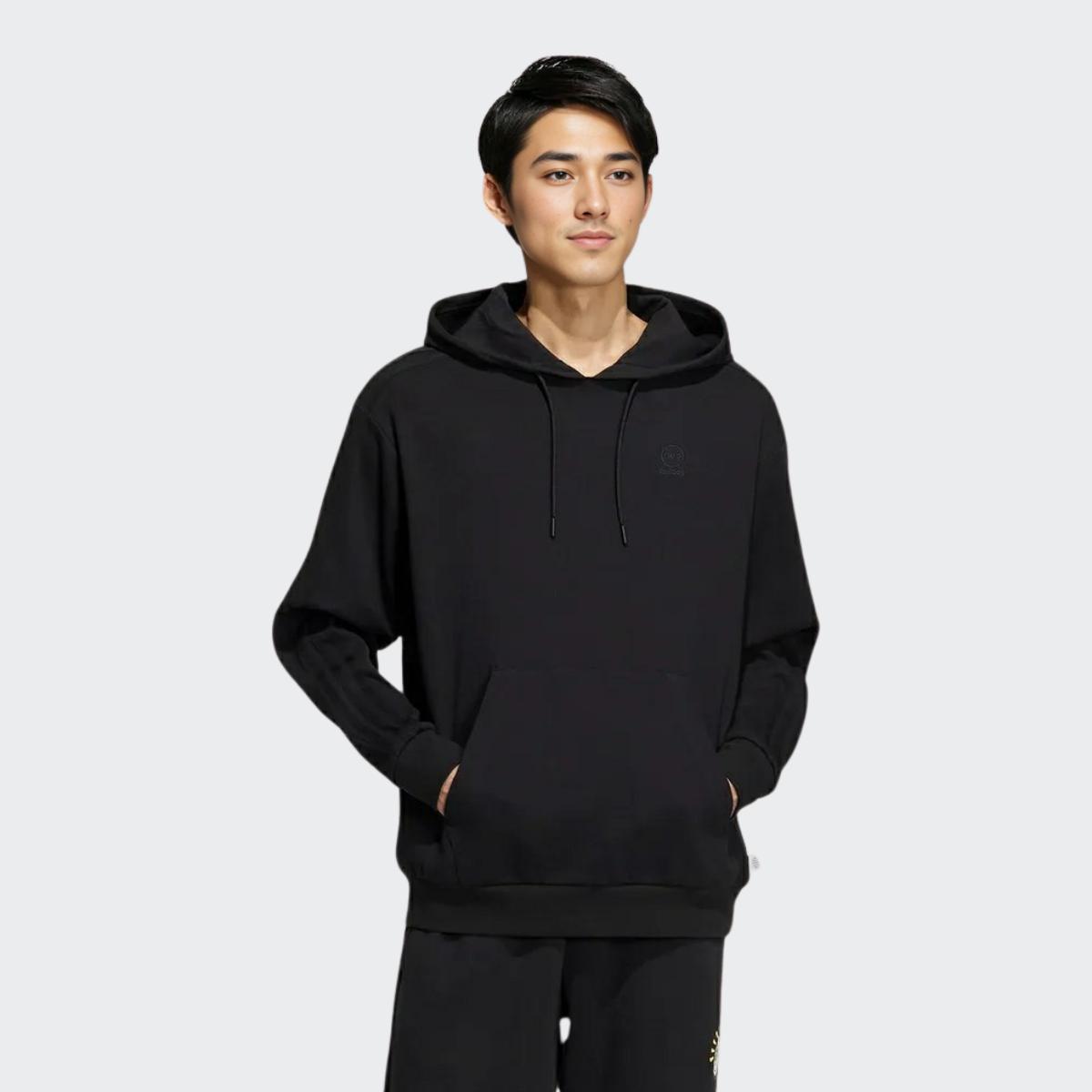 Adidas Neo сплошной цвет с вышитым логотипом толстовка унисекс с капюшоном черная IA6894 L — фото 2