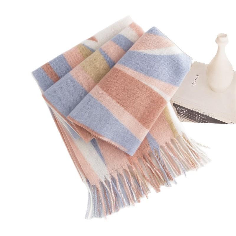 Dopamine Long Warm Windproof Shawl Scarf High End Striped Scarf for Women Korean Style Atmosphere Versatile Temperament