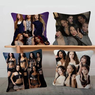 KPOP Katseye Pillow Case Soft Double Sided Print Sofa Cushion Cover Throw Pillow Covers
