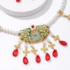 Ethnic Style Pearl Jewelry Set Vintage Tassel Eyebrow Pendant Women Jewelry Suit  Wedding