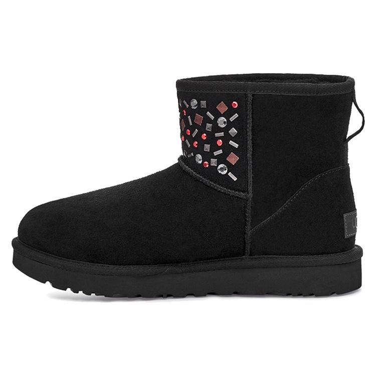 (WMNS) UGG Classic Mini Stud II Rivets Snow Boots Black Women s 1119101-BLK EU 36