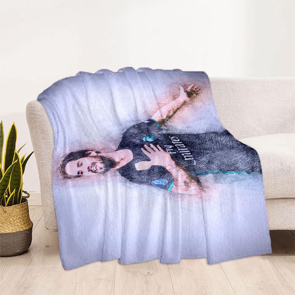 Soccer Player Action Blanket Warmthful Decor Great for Bed Livingroom Chair for All Seasons Digital Print Unique Gift for Family and Friends Camping