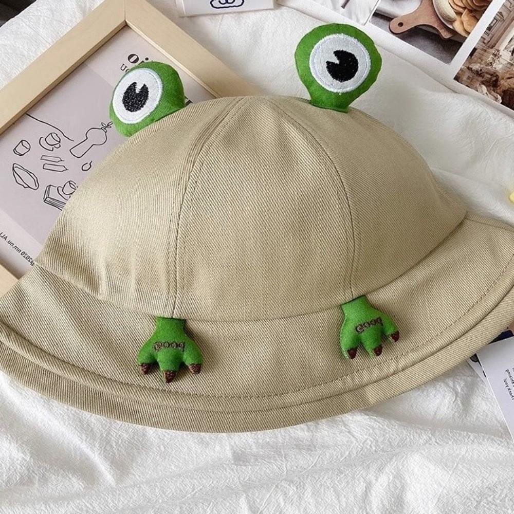 Sun Protection Frog Fisherman Hat Big Brim Women Bucket Hat  Parent Child Matching