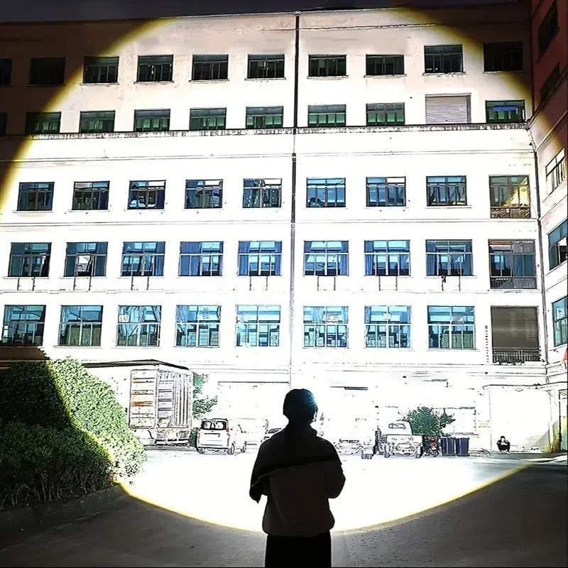 Super Big Flashlight USB Rechargeable Most Strong LED Flash Light Long Range Torch Zoom Outdoor With Digital Power Display