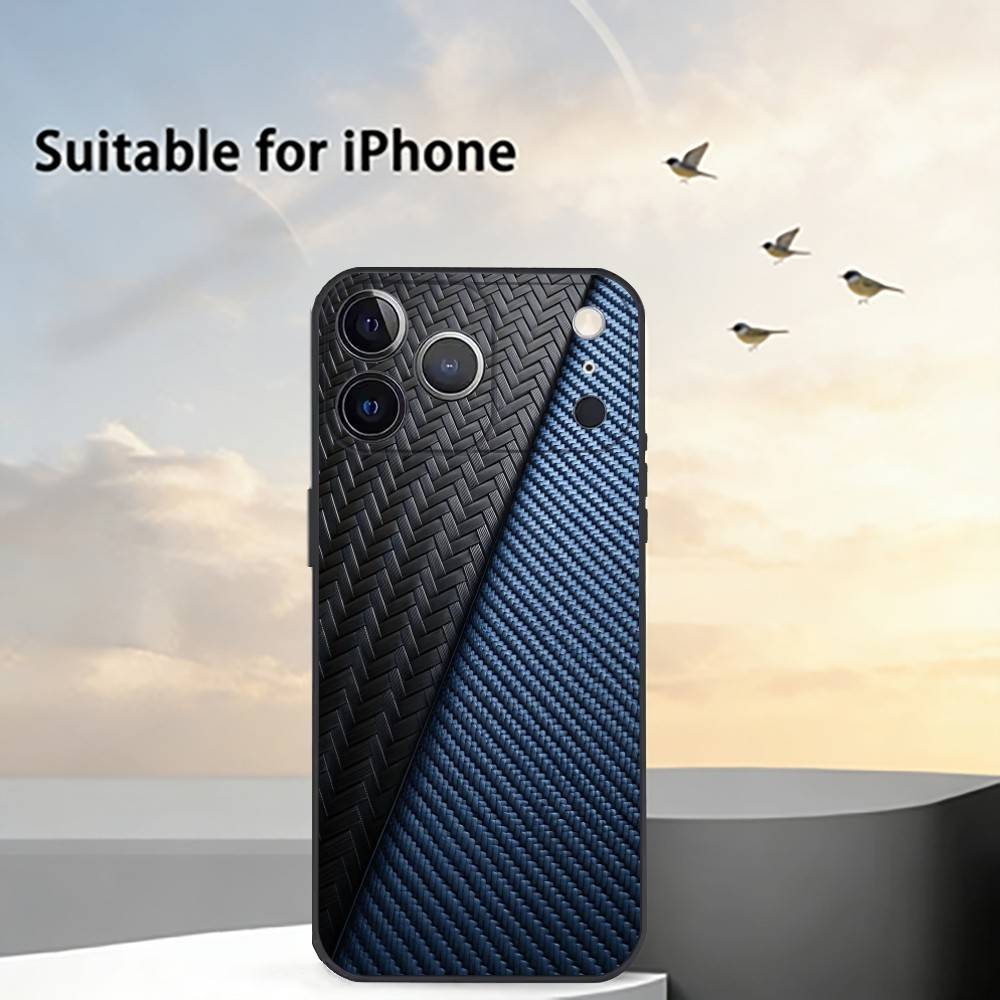 Car Carbon F-fibre Phone Case For iPhone 17, 16,15,14,13,12,11 Plus,Pro Max, Others Soft Black Cover