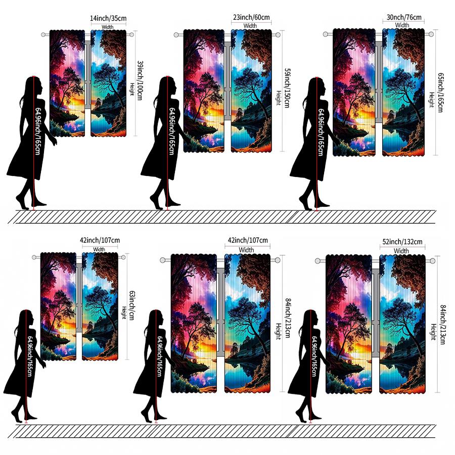 Aurora Landscape Pattern Printed Curtains Pole Bag Christmas Decorations Daily Home Room Made Of Polyester