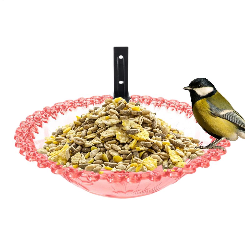 

Garden Bird Bath 9 Inches Wall Mounted Outdoor Bird Bath Transparent Hangable Water Feeding Basin Flower-Shaped Statue For червоний