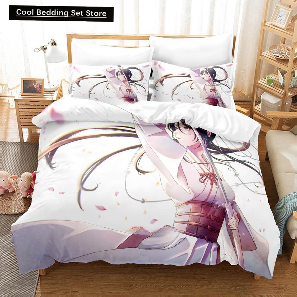 Fashion Anime Hell's Paradise: Jigokuraku Bedding Set Cartoon Three-piece Set Adult Kid Bedroom Duvet Cover Sets Home Textiles