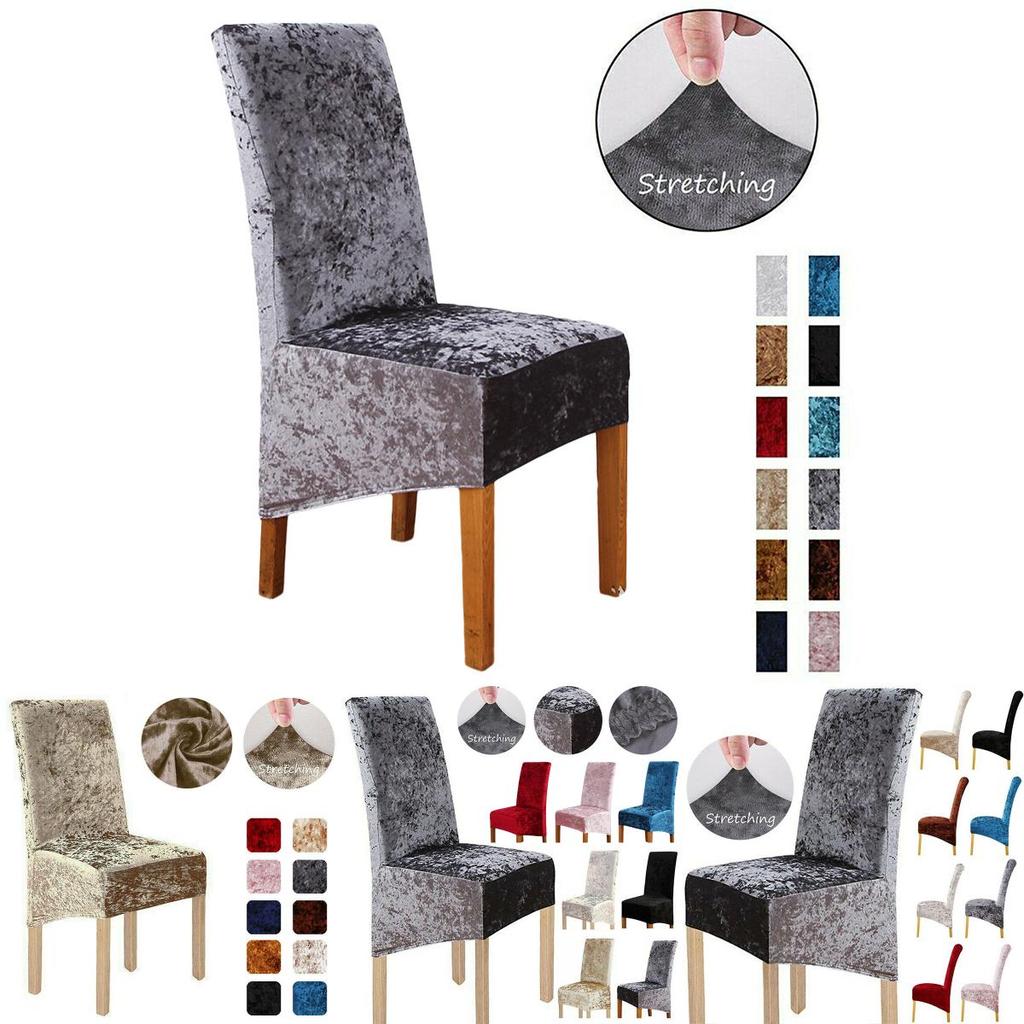 Stylish Crushed Velvet Dining Chair Covers With Secure Fit And Quick Recovery Stretch