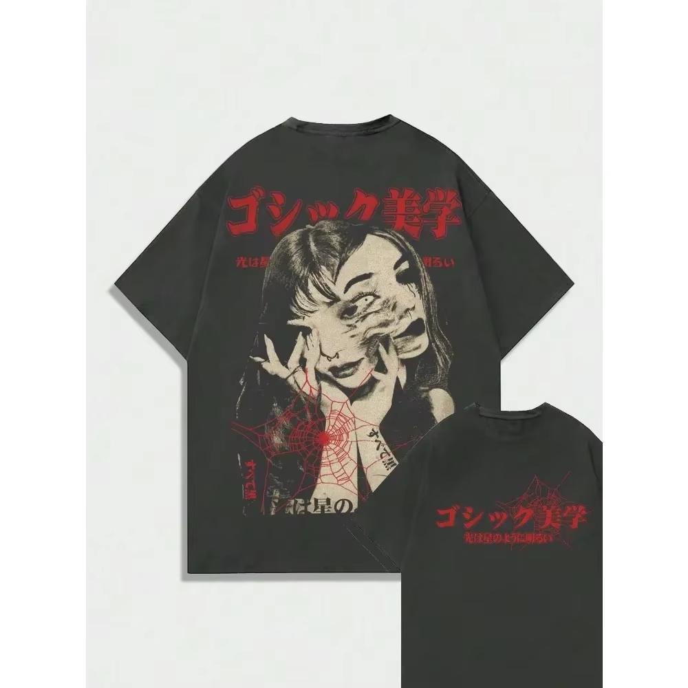 

Japan Anime Graphic Cotton T-shirt Unisex Men Women Luxury Fashion Brand Big Size Top Casual Short Sleeve Streetwear Tee S-3XL M