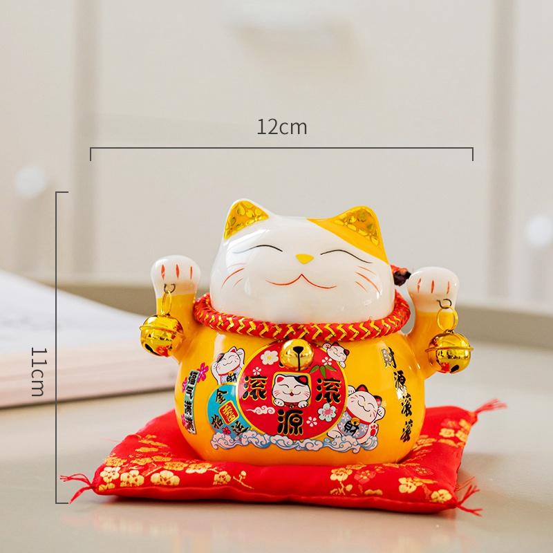 Gatto Portafortuna Maneki Neko in Ceramica da 4,5 Pollici Salvadanaio Gatto Colorato della Fortuna Decorazione per la Casa Regalo Ornamento Feng Shui