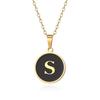 English letter oiled necklace, European and American trend titanium steel chain, round gold letter pendant collarbone chain