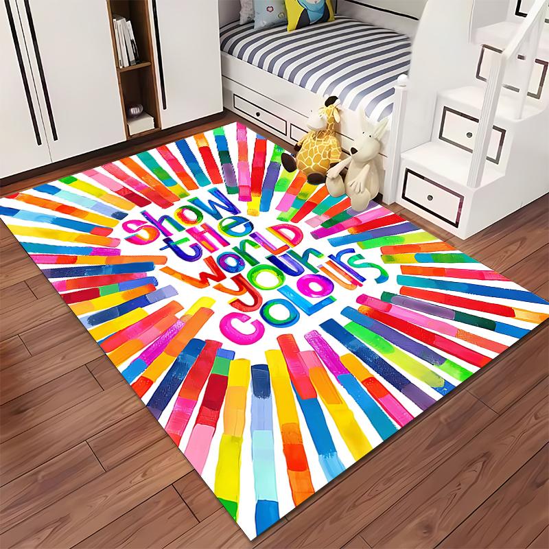 "Colorful Rectangular Carpet with Inspirational Quote Design Décor" Suitable for Use As an Anti-slip for Living Room Bedroom Sofas