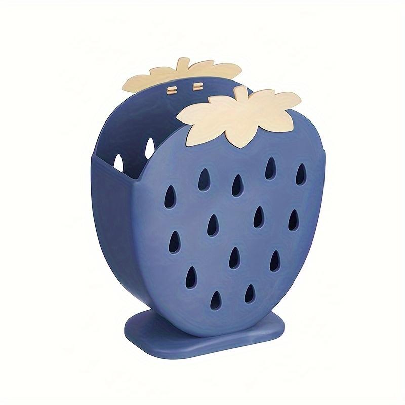 1pc Strawberry-shaped Kitchen Utensil Rack - Multifunctional Storage Box with Drainage