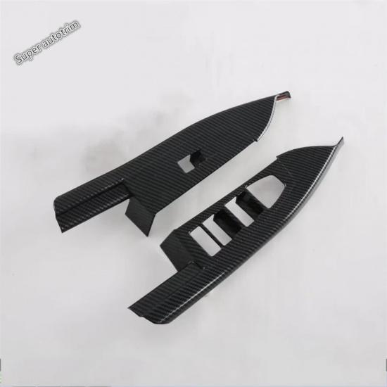 Carbon Fiber Car Front Door Window Lift Button Switch Panel Cover Trim Decor ABS Accessories For BMW 5 Series G60 2024 2025 2026