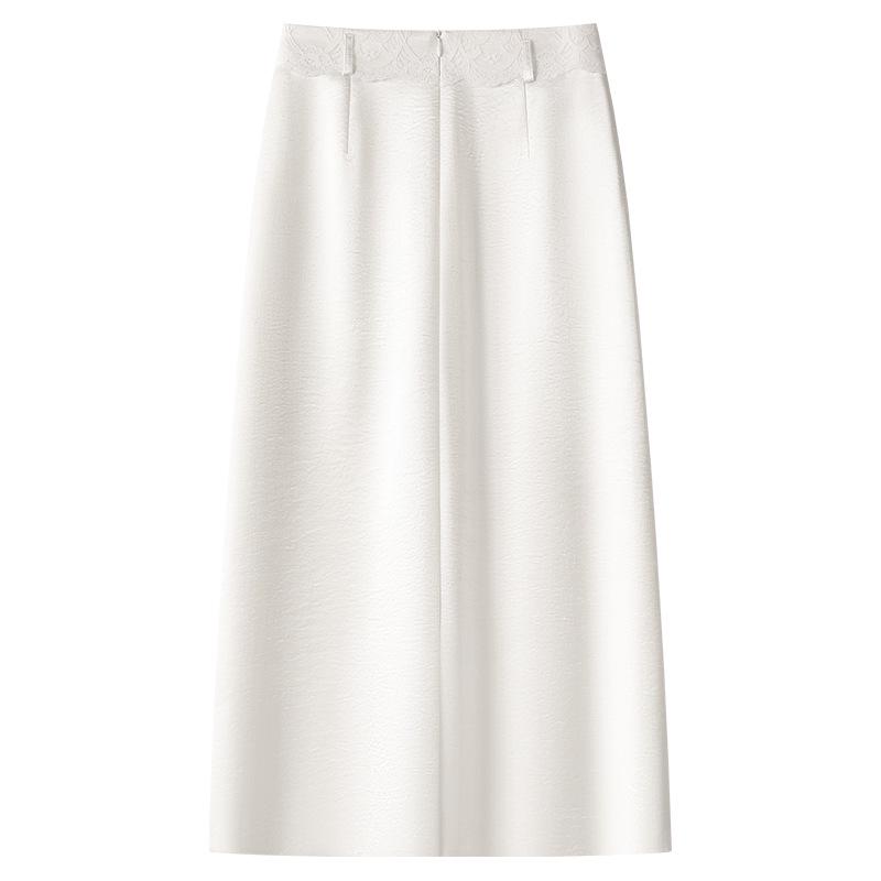Women's White High-Waisted Midi Skirt - Versatile Summer 2025 Fashion