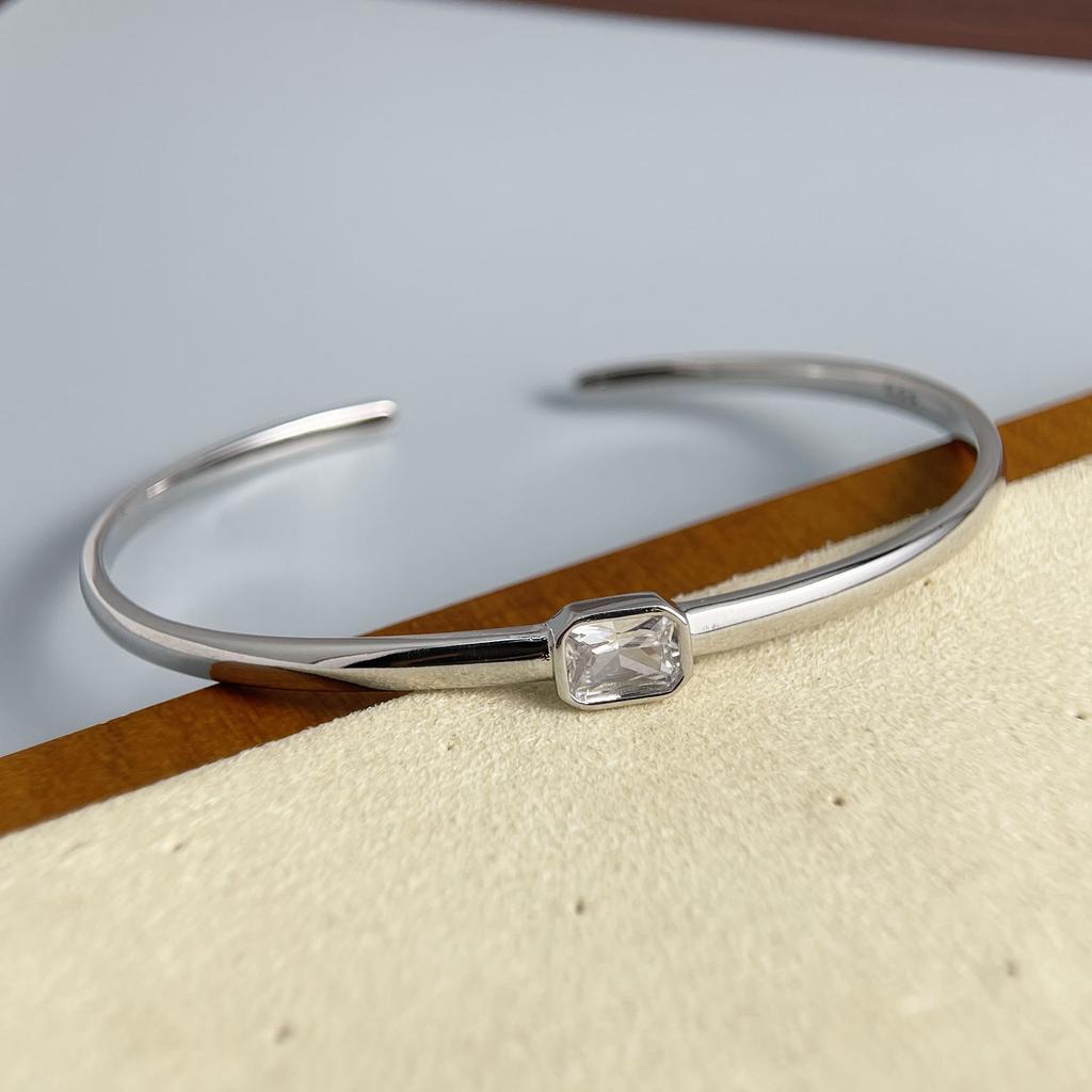 Xiaomi 100% Solid 925 Sterling Silver Retro Bracelet for Women Geometric Vintage Gold Zircon Narrow Simple Bracelet Birthday Gift