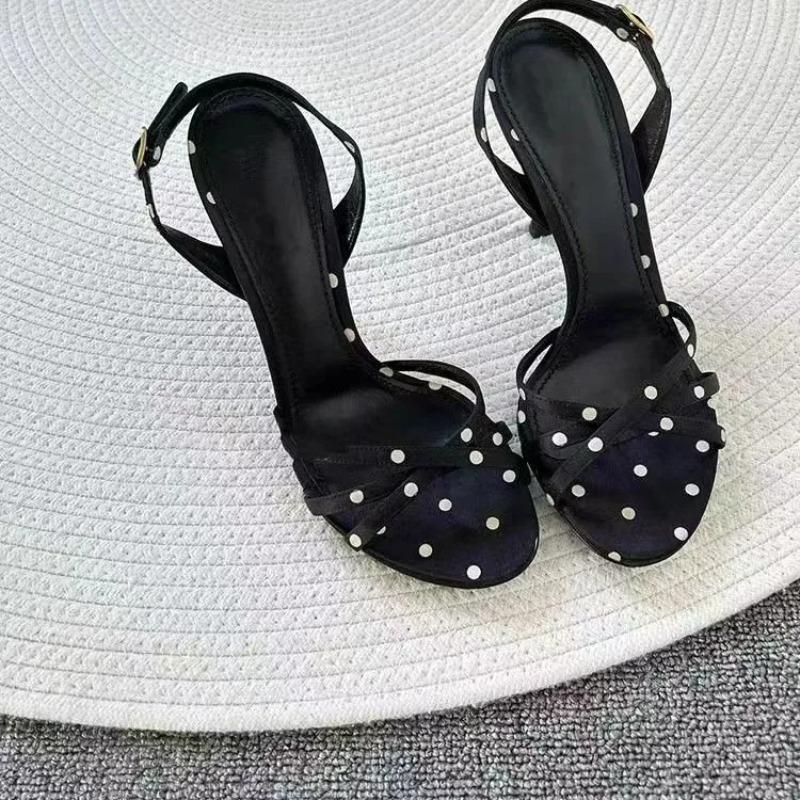 Fashion 2025 New Polka Dot Black and White Sandals Women's High Heels Go Out Light Sexy