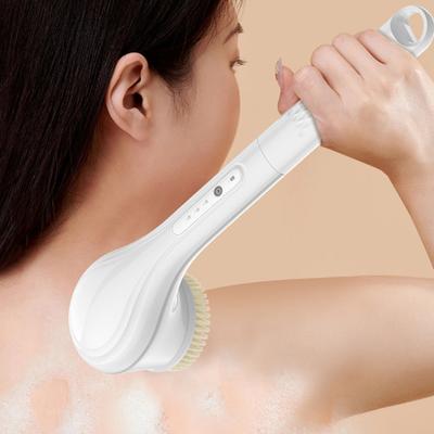 Electric Back Scrubber with 6 Brush Heads Waterproof 360 Degrees Rotation Long Handle Shower Brush Rechargeable Bath Tool for Exfoliation Massage