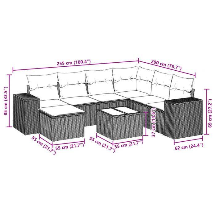 VidaXL Garden Lounge Set with Cushions 8 Pcs, Patio Sofas, Patio Furniture Set, Outdoor Furniture, Beige 3222908