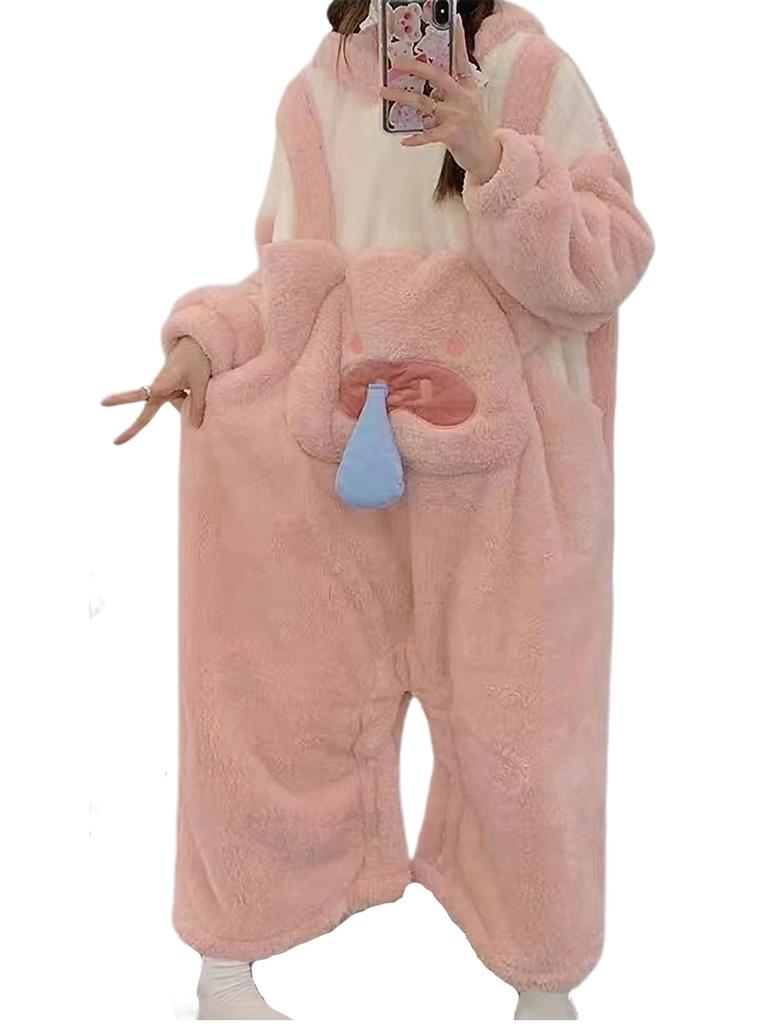 YEMOCILE Kigurumi Warm and Fluffy Elephant Winter Cute Pig Design Women's Pajamas, Pajamas, Fleece-Lined, Loungewear,