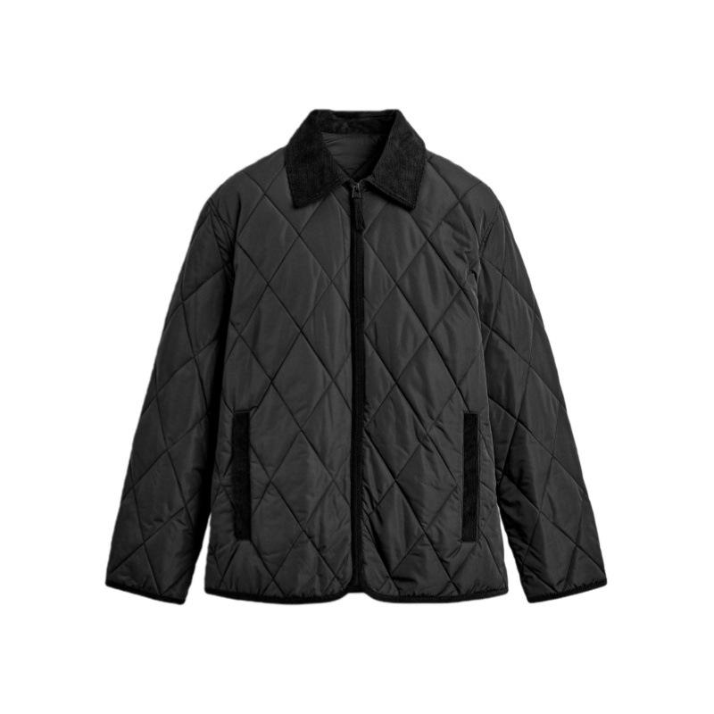 

Men s Autumn Urban Cotton Corduroy Zipper Jacket with Lapel Large чорний