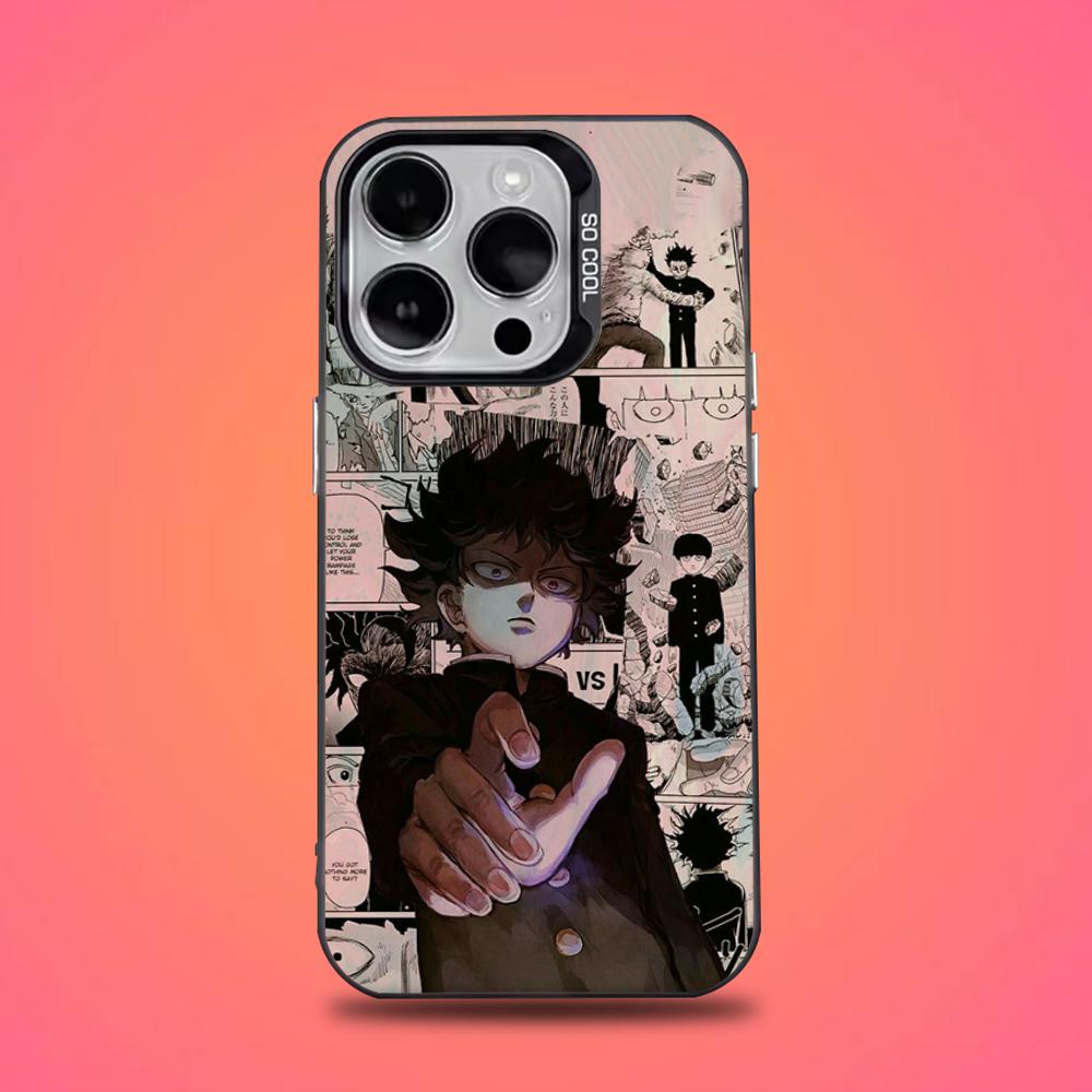 Mob Psycho 100 Cartoon Phone Case For iPhone 16,15,14,13,12,11,Pro,Max,Plus,Mini,XS,SE Anti Fall Black Matte Hard Bumper