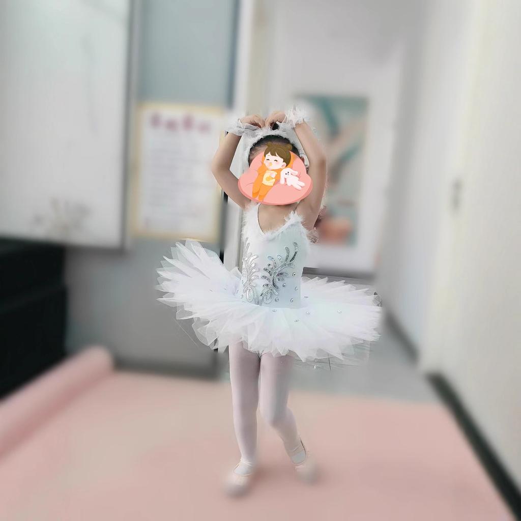 Kinder Mädchen Professionelles Tutu Ballett Weißes Kleid mit Feder Ballerina Kostüme Tanzkleidung Kind für Kindermädchen