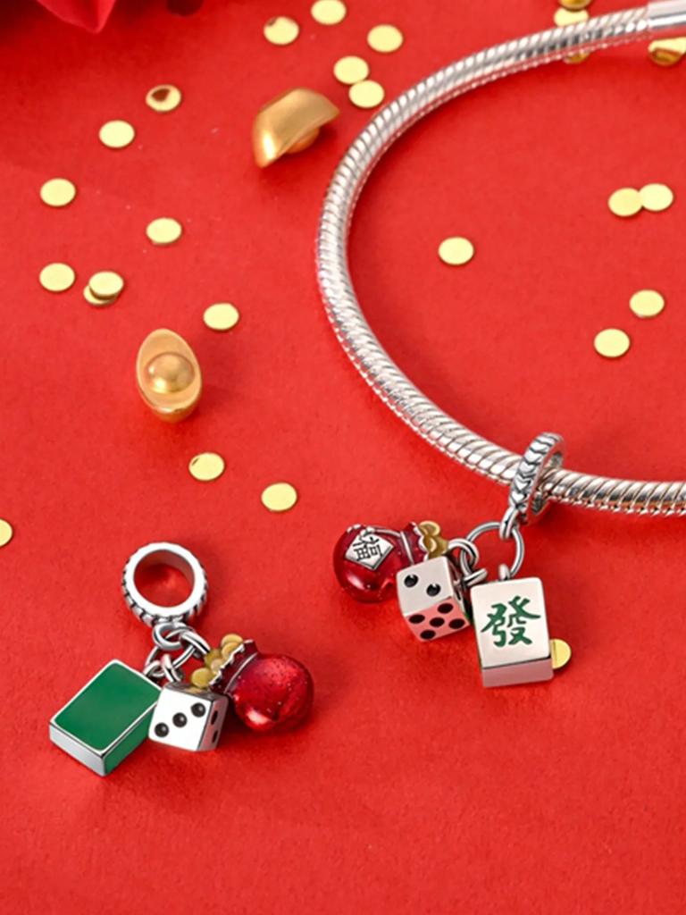 Charm copper Colors New Year firecracker Bead for Authentic Bracelets Do It Yourself Bead Charms Charm Bead Charms Jewellery Making Gift for Women STY