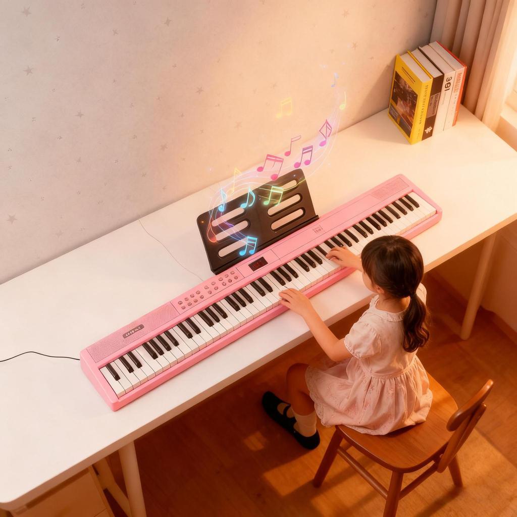 Rechargeable 88-Key Foldable Digital Piano: Bluetooth & MIDI, Perfect for Beginners & Kids