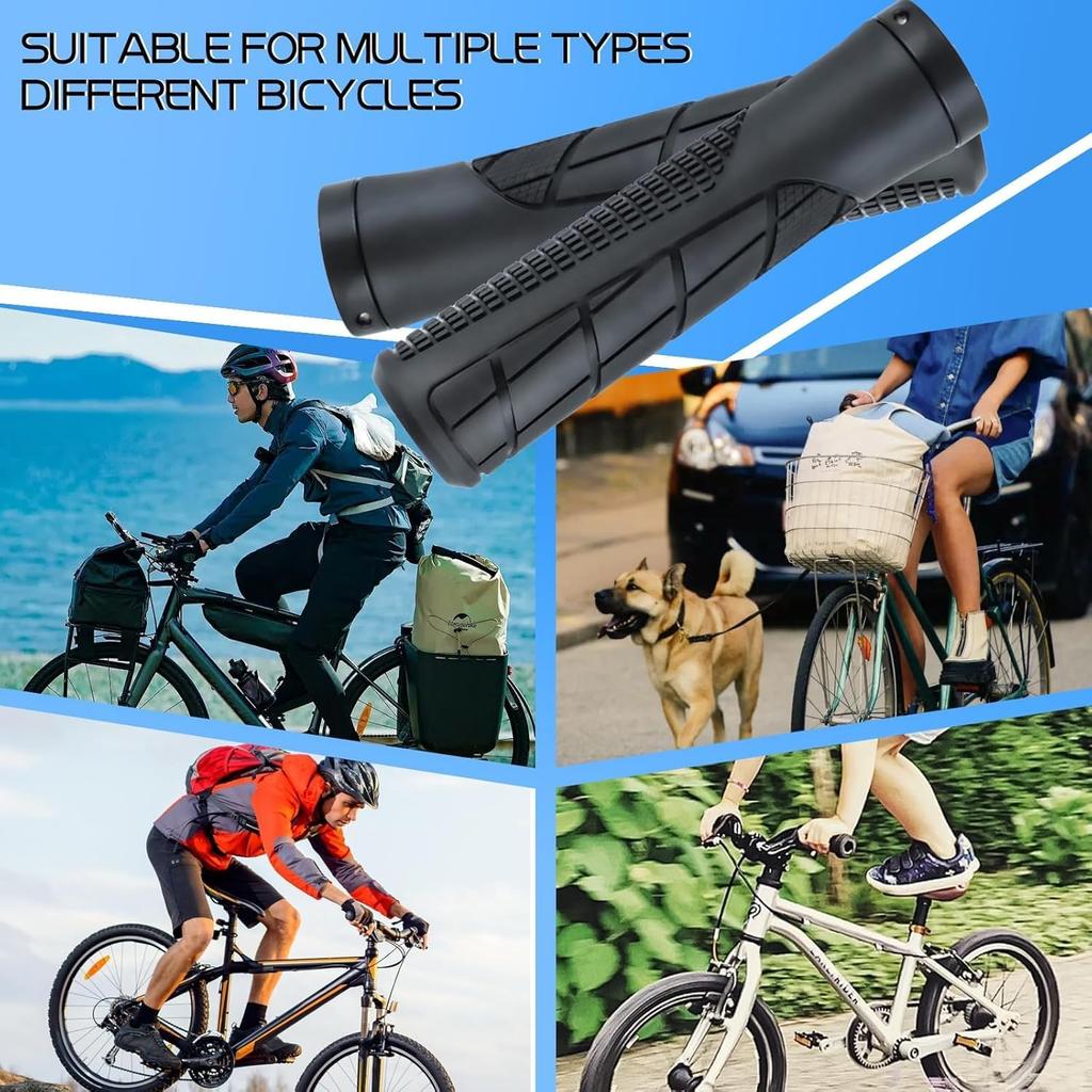 Bike Handlebar Grips, Aluminum Single Lock, Made of Soft High-Density Rubber, Suitable for BMX, Mountain Bikes MTB,Beach Cruisers, Scooters, Soft