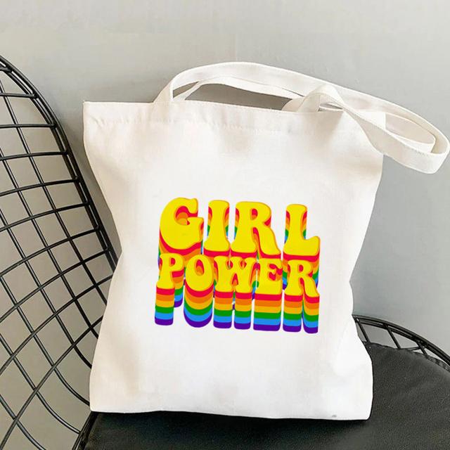 Shopper Girl Power with Butterflies Bag Harajuku Women Shopping Bag Canvas Shopper Bag Girl Handbag Tote Bag Shoulder Lady Bag