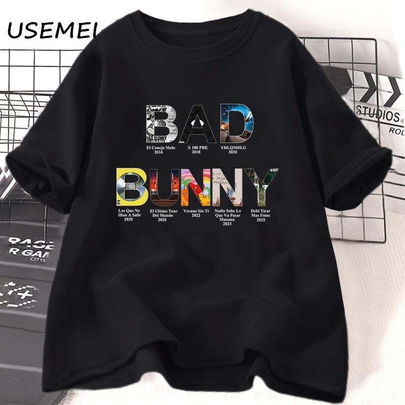 Bad Bunny Alle Alben T-Shirt Herren Damen Debi Tirar Mas Fotos Graphische T-Shirts DTMF Unisex T-Shirt Musik Lässig Baumwolle T-Shirts