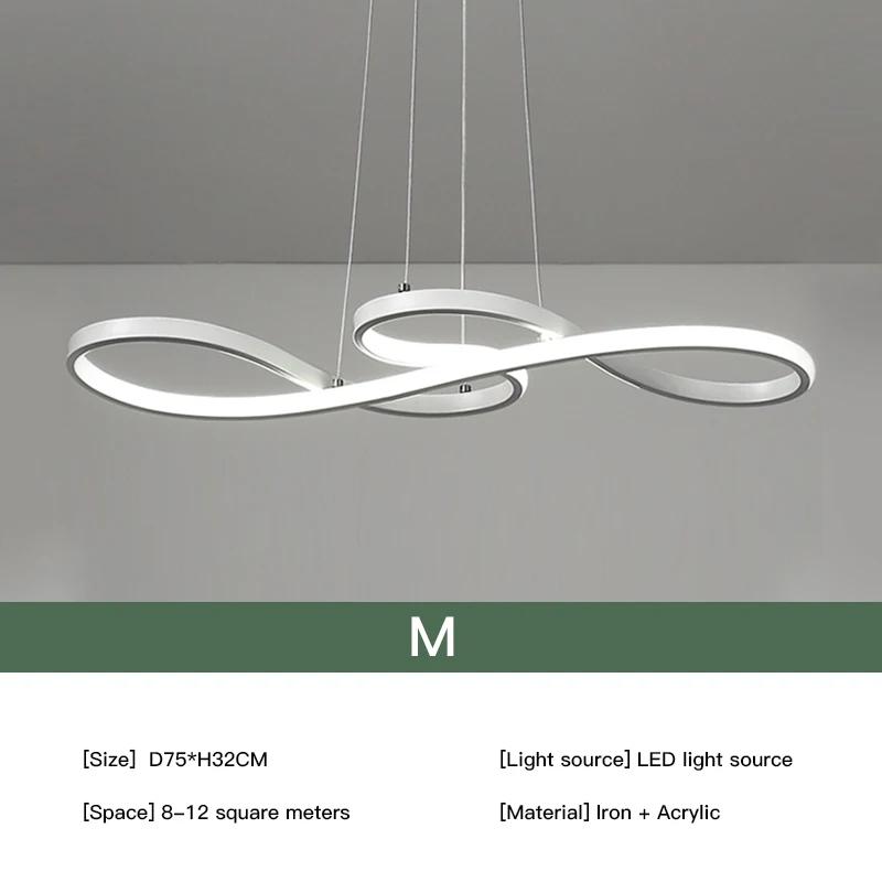 Modern LED Chandelier, Nordic Pendant Light with Golden Decor, Black White Minimalist Lighting for Living Room Dining Room