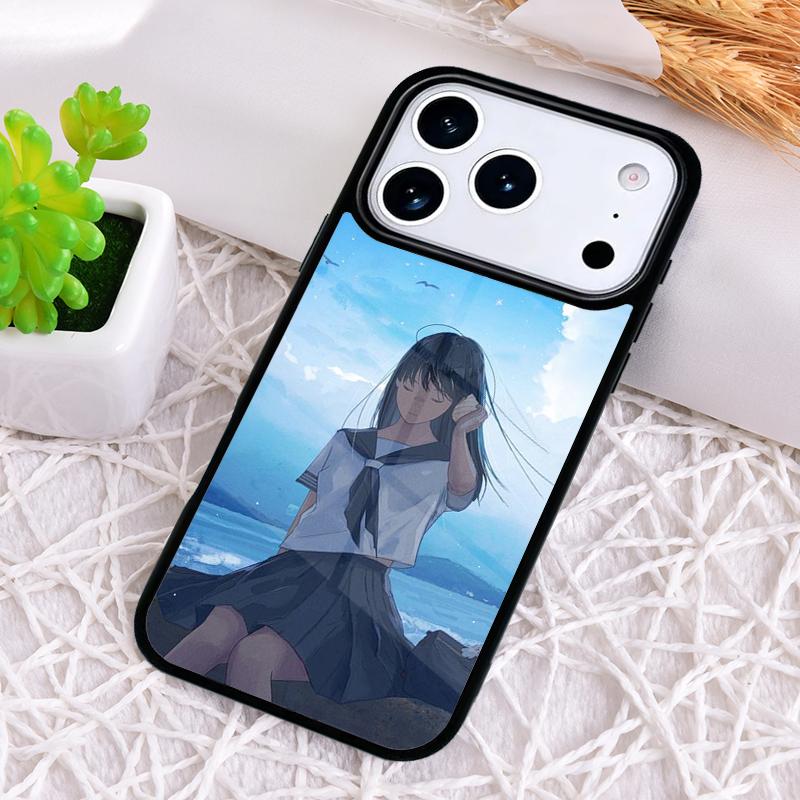 Sad Japanese Anime Shockproof Phone Case for iPhone 17 Air 16e 15 11 12 14 13 Pro Max Cover Coque