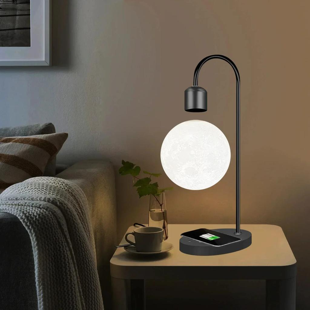 3D Printed Seamless Moon Lamp Creative Magnetic Levitation Home Decor LED Night Light Bedside Table Ornaments Indoor Lighting